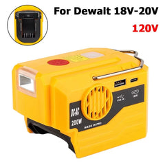 PowerPro Dewalt Battery Inverter – 18V-20V DC to 120V/220V AC with Dual USB, Ultimate Outdoor Power Adapter