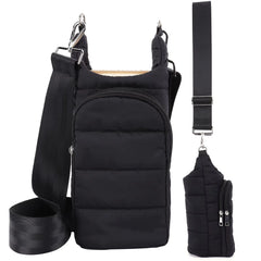 HydroCarry Puffer Tote – Adjustable Strap Water Bottle Carrier for Outdoor Travel & Daily Adventures
