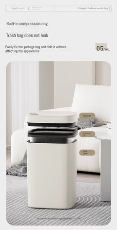 16L Smart Bathroom Trash Can White Non-Contact Narrow Smart Sensor Trash Can Smart Home Automatic Bagging Electronic Trash Can